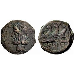 Roman Rep.  C. Vibius C.f. Pansa. As 90, Æ 11.27g.