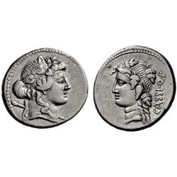 Roman Rep.  L. Cassius Longinus. Denarius 78, AR 3.86g.
