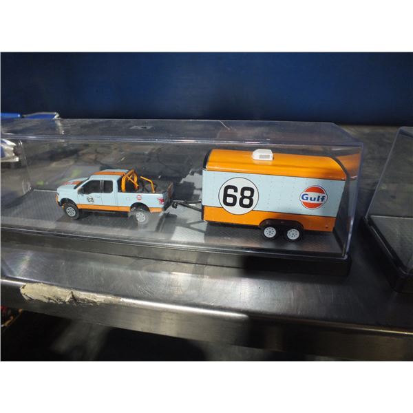 Two Gulf Truck & Trailer Diecast Cars