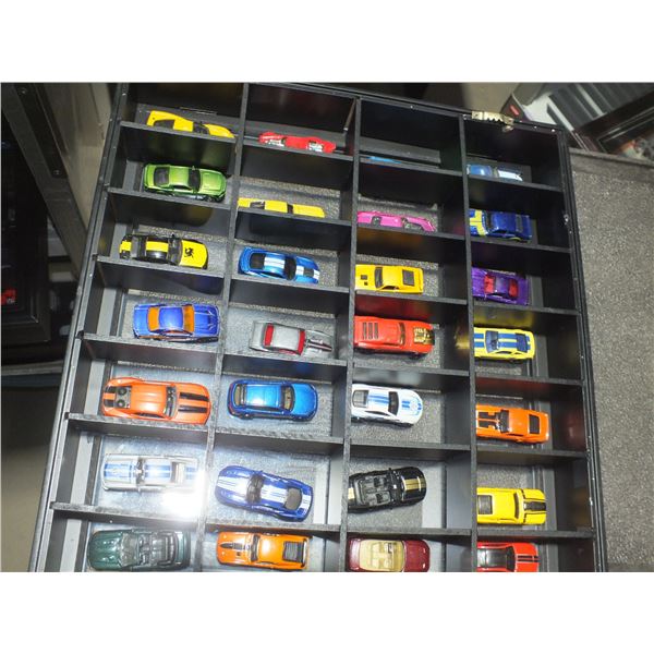 56 Assorted Diecast Cars In Display Cabinets