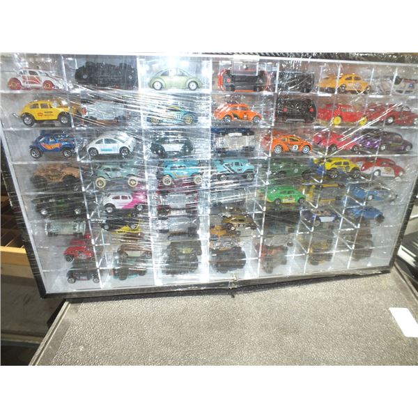 56 Assorted Diecast Cars In Display Case