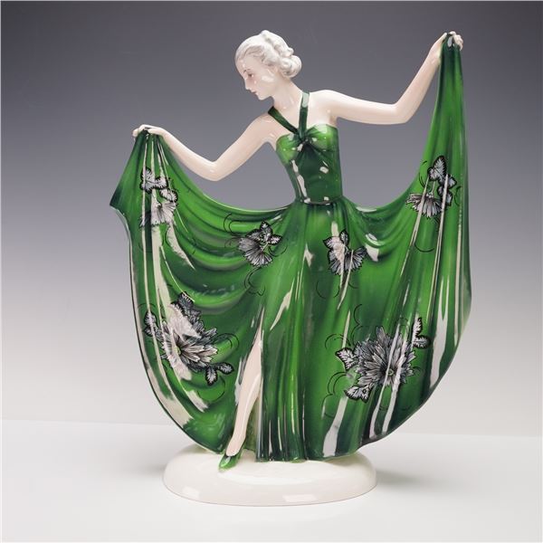 Goldscheider by Stefan Dakon Woman in Green Dress Porcelain Figurine
