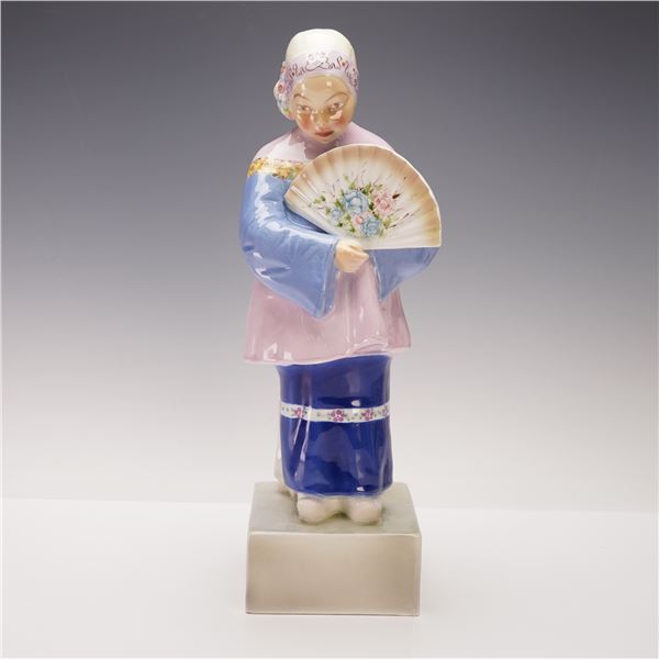 Goldscheider Figurine by Julius Hentschel, Chinese Girl with Fan