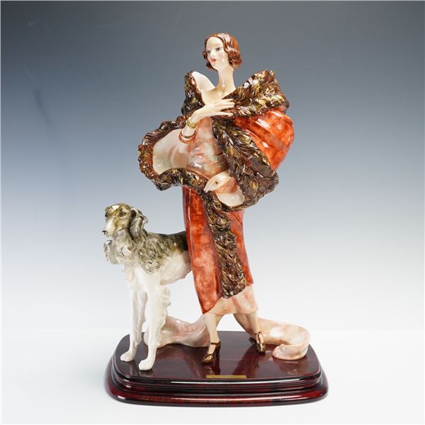 Capodimonte Amilcare Santini Sculpture, Woman with Borzoi Dog
