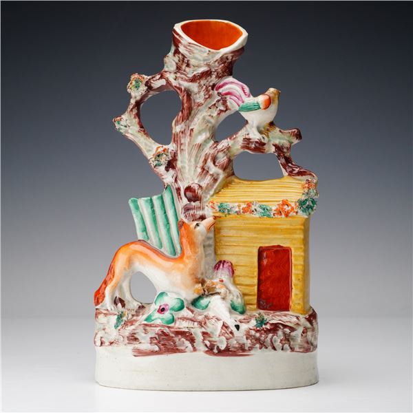 Staffordshire Spill Vase, Fox and Rooster