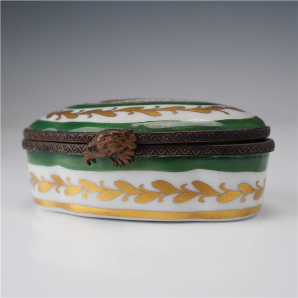 Porcelain Ring Box with Green and Gold Bee Decoration
