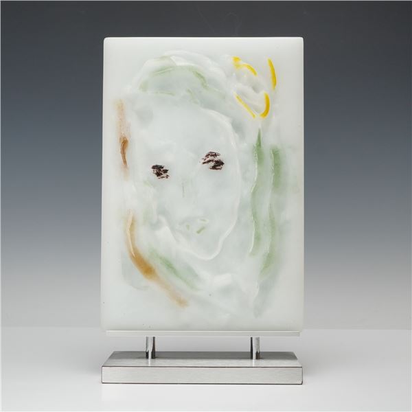 Ernesto Treccani Daum France Pate de Verre Glass Panel, Piccolo Fiore