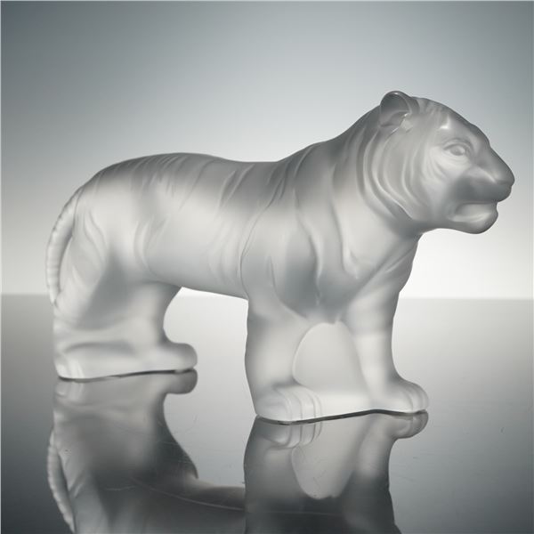Lalique Frosted Crystal Figurine, Bengali Tiger