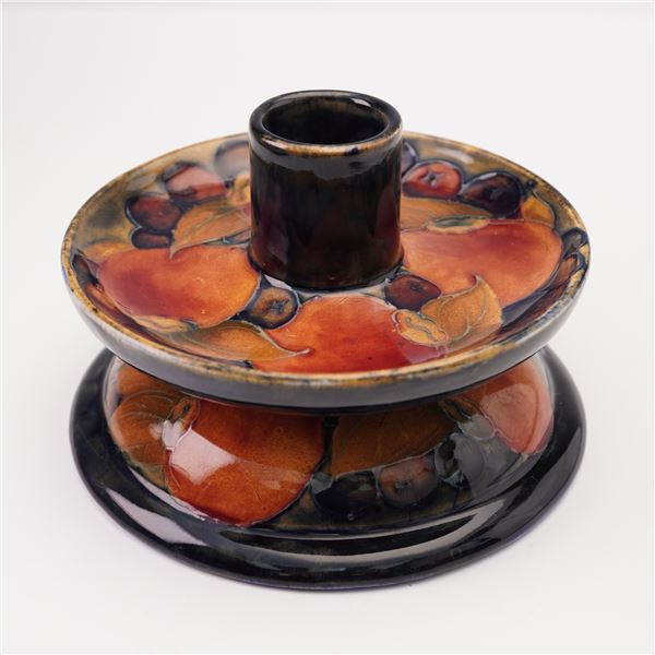 Walter Moorcroft Pottery Double Tier Candlestick, Pomegranate