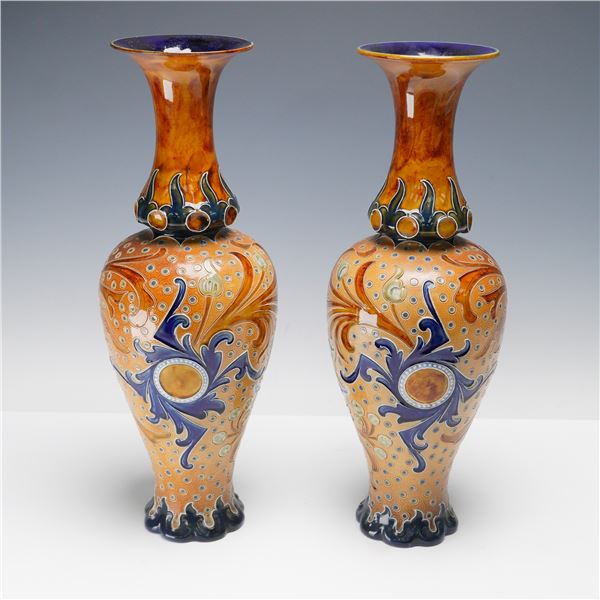 Pair of Doulton Lambeth by Frank Butler Stoneware Vases