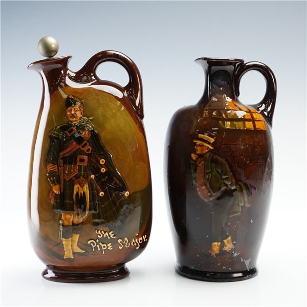 2pc Royal Doulton Kingsware Flasks, The Pipe Major and Mr. Pickwick