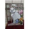 Image 7 : Very Unique Stained Glass Sun Catcher Featuring Cat on Window Ledge, 18" x 24"