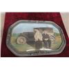 Image 1 : Antique Convex Glass Picture Frame with Early Settler Scene and Vehicle, 14" x 22"