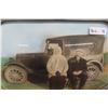 Image 4 : Antique Convex Glass Picture Frame with Early Settler Scene and Vehicle, 14" x 22"