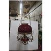 Image 1 : Gorgeous Victorian Red Ruby Hanging Aladdin Oil Lamp