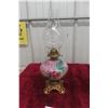 Image 1 : Hand-Painted Coal Oil Lamp with Brass Feet