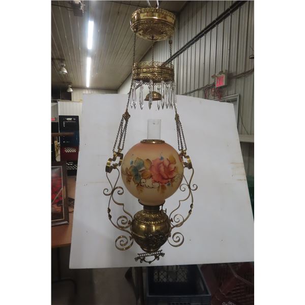 Victorian Hand-Painted Brass Aladdin Style Lamp - Amazing Piece!