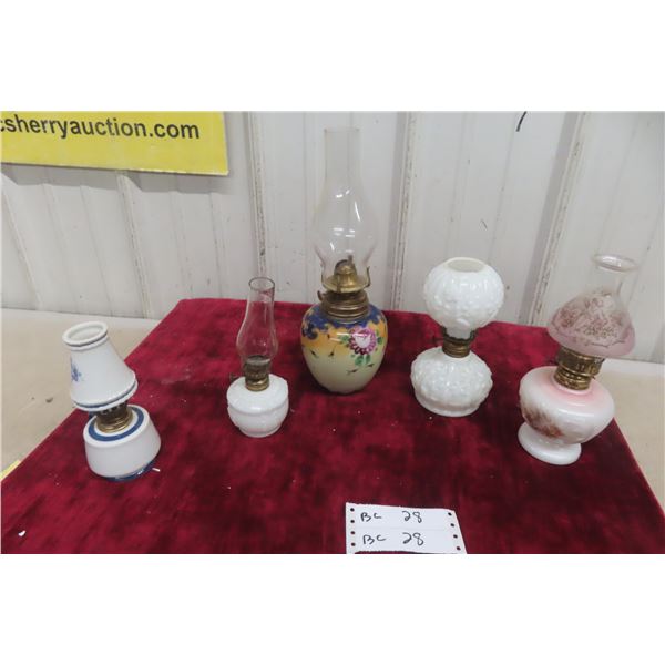 Five Miniature China Coal Oil Lamps