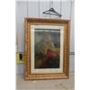 Image 1 : Large Framed Figural Print of Young Woman, Ornate Gilt Frame, 36" x 48"