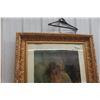 Image 2 : Large Framed Figural Print of Young Woman, Ornate Gilt Frame, 36" x 48"
