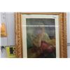 Image 3 : Large Framed Figural Print of Young Woman, Ornate Gilt Frame, 36" x 48"