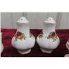 Image 2 : Royal Albert Old Country Rose Pattern Eight Egg Cups with Salt and Pepper Set