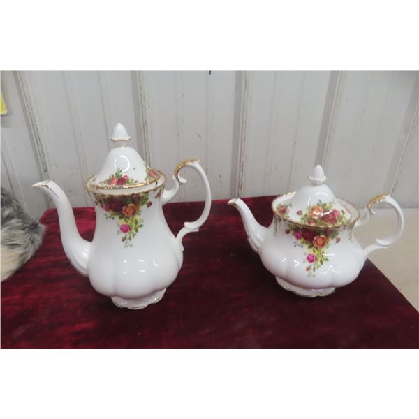 Royal Albert Old Country Rose Pattern Tea and Coffee Pots