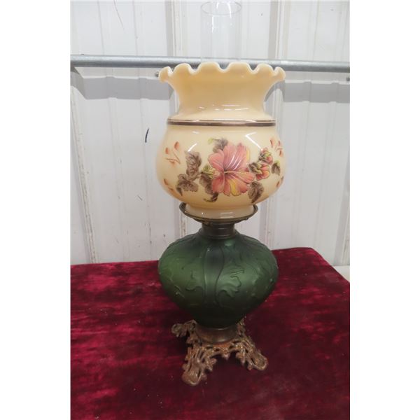 Gone with the Wind Style Coal Oil Lamp with Footed Brass Base