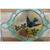 Image 3 : Victorian Era Stained Glass Window Panel with Bird and Floral Mosaic, 16" x 38"