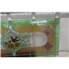 Image 4 : Victorian Era Stained Glass Window Panel with Bird and Floral Mosaic, 16" x 38"