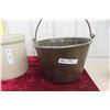 Image 2 : Brass Bucket and Two Gallon Alberta Potteries Stoneware Crock