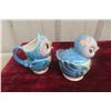 Image 3 : Vintage Lefton Bluebird Pastel Ceramic Creamer, Sugar, and Salt & Pepper Set