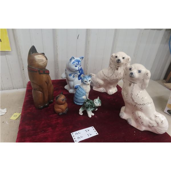 Cat and Dog Decorative Ornaments, Tallest 12"