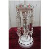 Image 2 : Pair of Victorian Bohemian Overlay Glass Lustres with Drops, 8 1/2" Tall