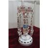 Image 3 : Pair of Victorian Bohemian Overlay Glass Lustres with Drops, 8 1/2" Tall