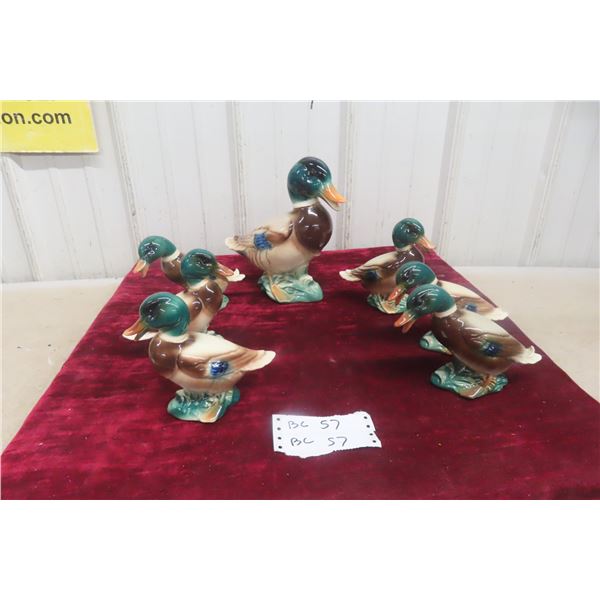 Seven 1950s Style Mallard Duck Figures, Royal Windsor/Copley, Largest 9 1/2"