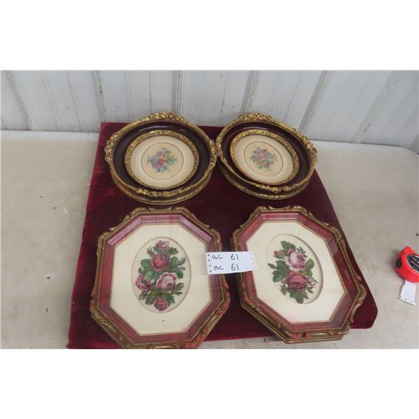 Two Framed Needlepoint Picture Sets, 11" x 13" and 12" x 14"