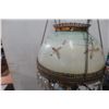 Image 13 : Victorian Style Hanging Lamp with Hand-Painted Shade and Prisms
