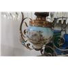 Image 14 : Victorian Style Hanging Lamp with Hand-Painted Shade and Prisms