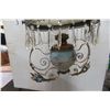 Image 3 : Victorian Style Hanging Lamp with Hand-Painted Shade and Prisms