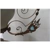 Image 4 : Victorian Style Hanging Lamp with Hand-Painted Shade and Prisms