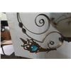 Image 5 : Victorian Style Hanging Lamp with Hand-Painted Shade and Prisms