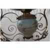 Image 6 : Victorian Style Hanging Lamp with Hand-Painted Shade and Prisms