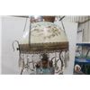 Image 8 : Victorian Style Hanging Lamp with Hand-Painted Shade and Prisms