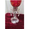 Image 4 : Pair of Vintage Cranberry Glass Hurricane Lustre Lamp
