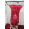 Image 5 : Pair of Vintage Cranberry Glass Hurricane Lustre Lamp
