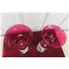 Image 6 : Pair of Vintage Cranberry Glass Hurricane Lustre Lamp