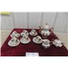 Image 1 : Limoges Style Tea Set Made in Japan with Teapot, Cream and Sugar, and Six Cups and Saucers