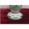 Image 5 : Victorian Bohemian White Overlay Cut-to-Green Glass Vase with Hand-Painted Floral Decoration