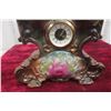 Image 4 : Antique Continental Porcelain Mantel Clock With Majolica-Style Glaze and Rose Motif, Circa 1900